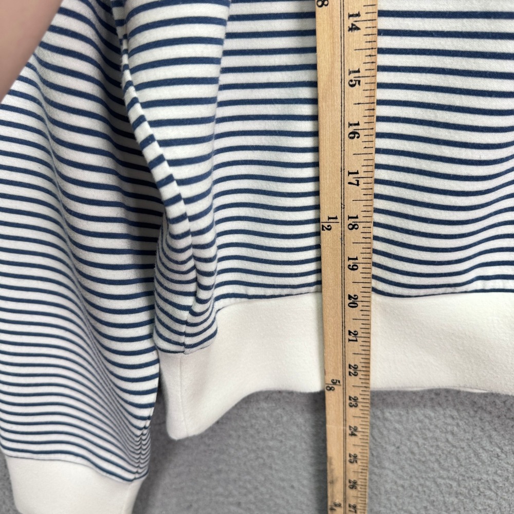 Spanx Top Womens M Navy White AirEssentials Striped Crewneck Sweatshirt Nautical - Picture 7 of 10